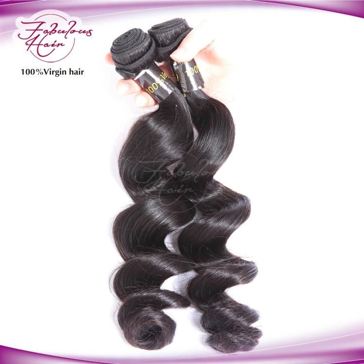 Natural Color Brazilian Human Virgin Hair Bundles with Loose Wave