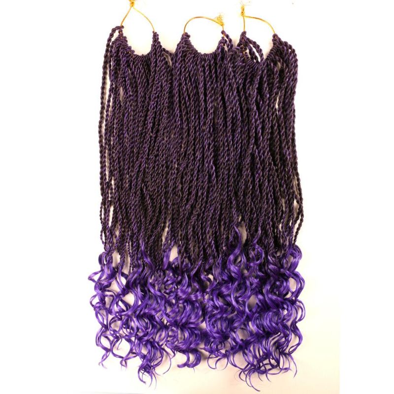 Ombre Brown Senegalese Twist Crochet Braiding Hair with Curly Ends Hair Extension Dreadlocks