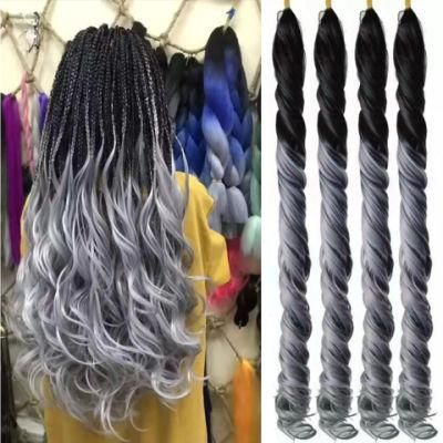 Synthetic High Temperature Fiber Jumbo Crochet Braids Deep Wavy Hair Bulk #Two-Tone