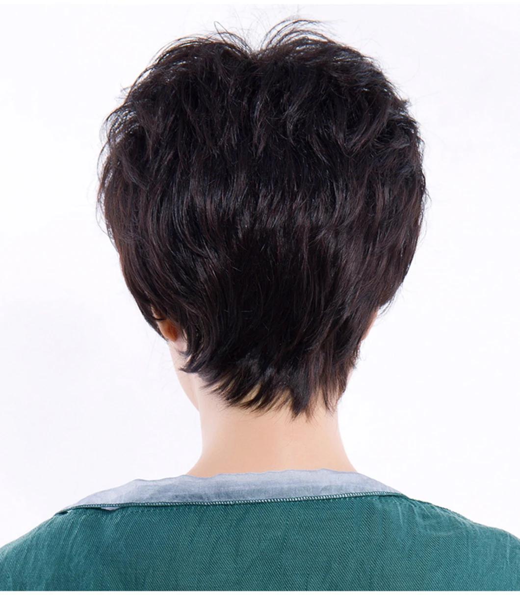Pixie Wig Female Short Hair Short Straight Hair Fashion Natural Black Hair Headdress Wigs Brazilian Human Hair Wigs