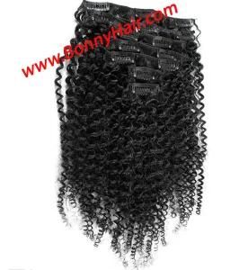 Natural Color Brazilian Virgin Human Hair Clip on Hair Extension