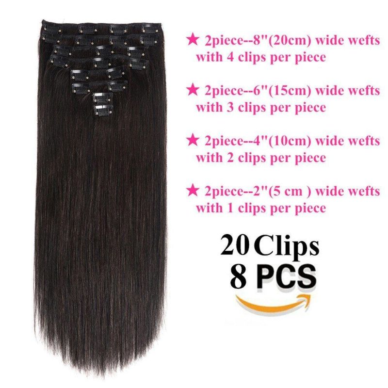 Kbeth Human Hair Extension Clip in for Women on Straight Wave Hair Extension Natural 100% Brazilian 40 Inch Long Remy Hair 8 Pieces Hidden Clips Hair Extensions