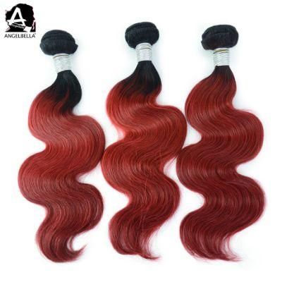 Angelbella Raw Mink Brazilian Human Hair Weft 1b# Red Virgin Hair Bundles