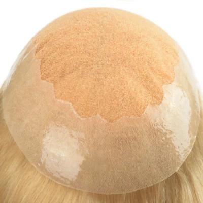 Women&rsquor; S Hair Replacement French Lace with Clear PU Back Sides Q6 613 Blond Long Hair