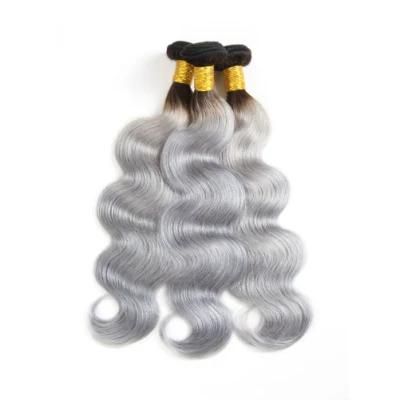 1b/Grey Ombre Remy Human Hair Extensions Body Wave Hair