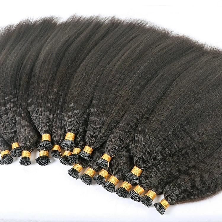 Kbeth Wholesale Raw Indian Remy Hair I Tip Extensions Afro Kinky Straight 100 Human Hair Bulk Micro Links Extensions for Black Girls