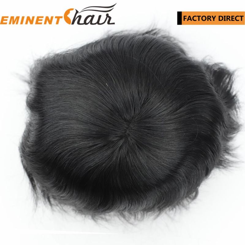 Natural Hairline Remy Hair Toupee for Men