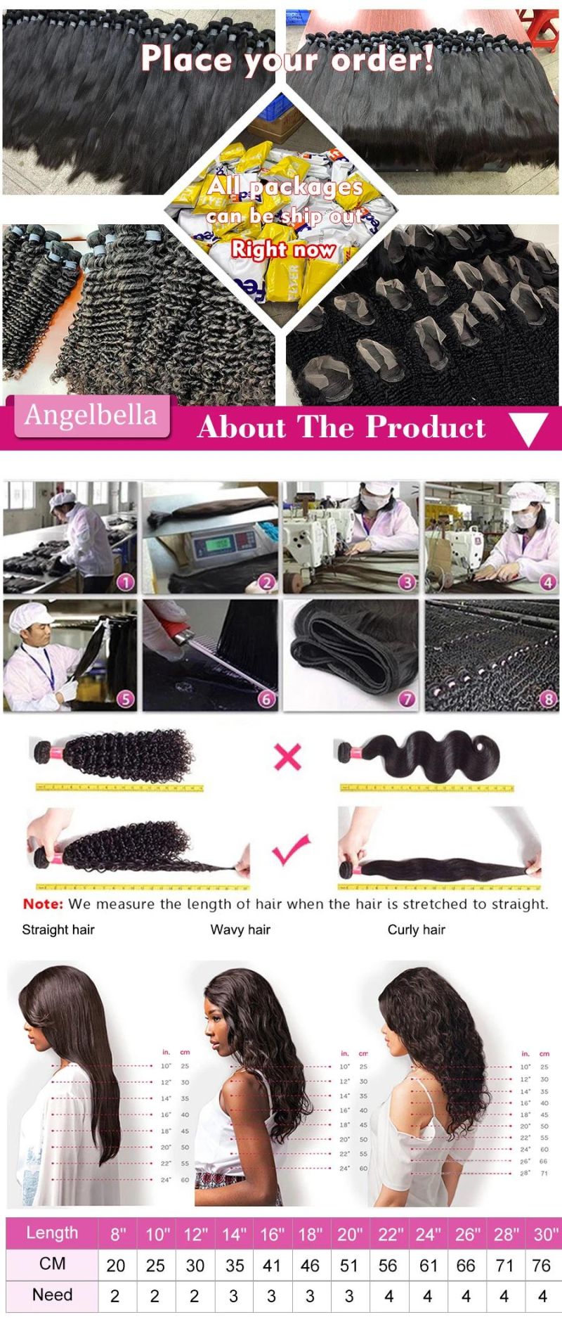 Angelbella Unprocessed Virgin Hair Weave Body Wave 1b# Accept Customized Weave Peruvian Human Hair