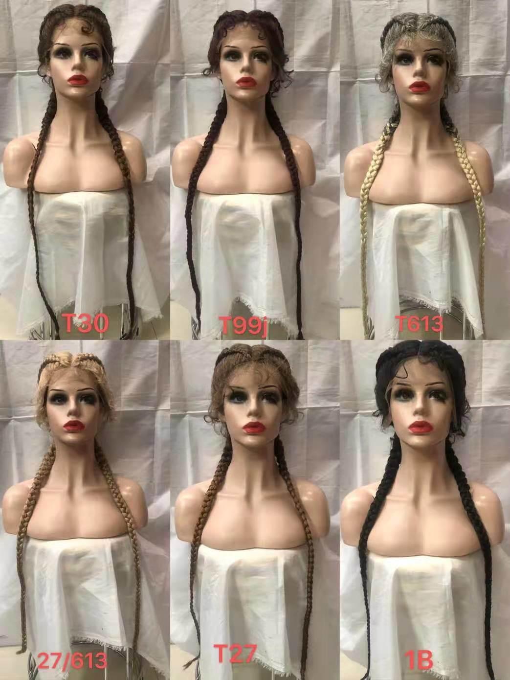 Chinese Factory Synthetic Hair Lace Front Wig Braided Wig for Women
