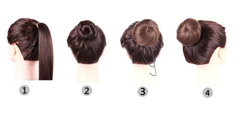 Women′ S Scrunchie Synthetic Hair Bun Bud Chignon with Adjustable Drawstring and Clips