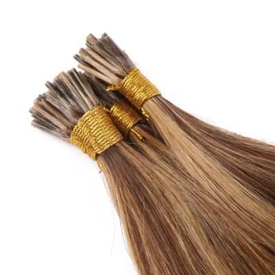 Remy Hair 20&quot; Remy Keratin I Tip Human Hair Extensions Blonde Color Straight Capsules Pre Bonded Hair
