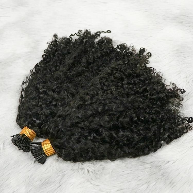 Wholesale Kinky Curly Remy Human Hair I Tip Hair Extensions