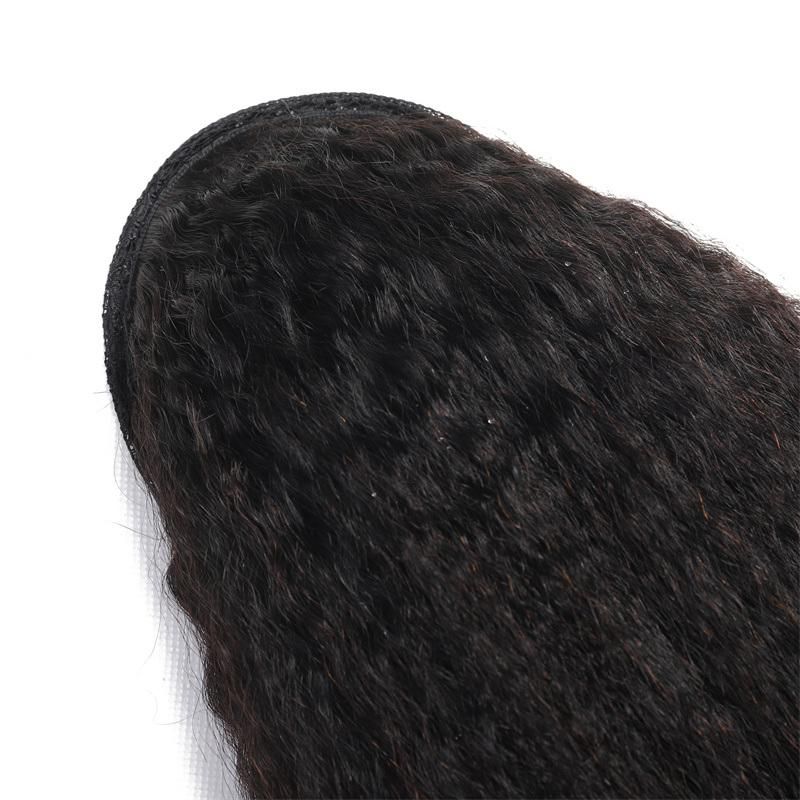 Kinky Straight Hair Ponytail Extensions Yaki Straight Ponytail Human Hair Drawstring Ponytail Clip in Human Hair Extensions