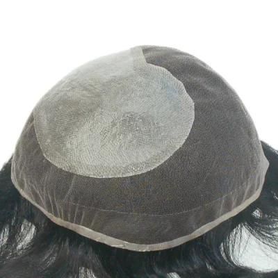 Ljc1399 Clear PU with Lace Black Men&prime;s Human Hair Wig