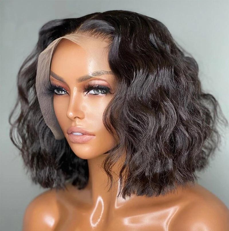 China Wholesale 13*2.5 Lace Front Short Body Wave Natural Synthetic Wig
