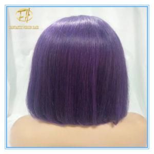 Top Quality Hot Sales #Purple Color Bob Human Hair Lace Wigs with Factory Price Wig-031