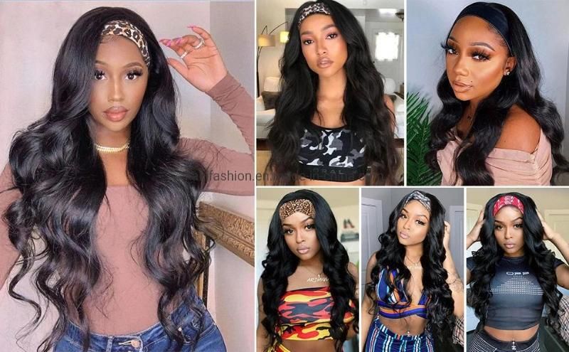 European and American Big Wave Synthetic Fiber High Temperature Resistant Wig with Headband