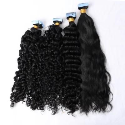 Wholesale Natural Wavy Raw Hair Curly Tape in Hair Extensions