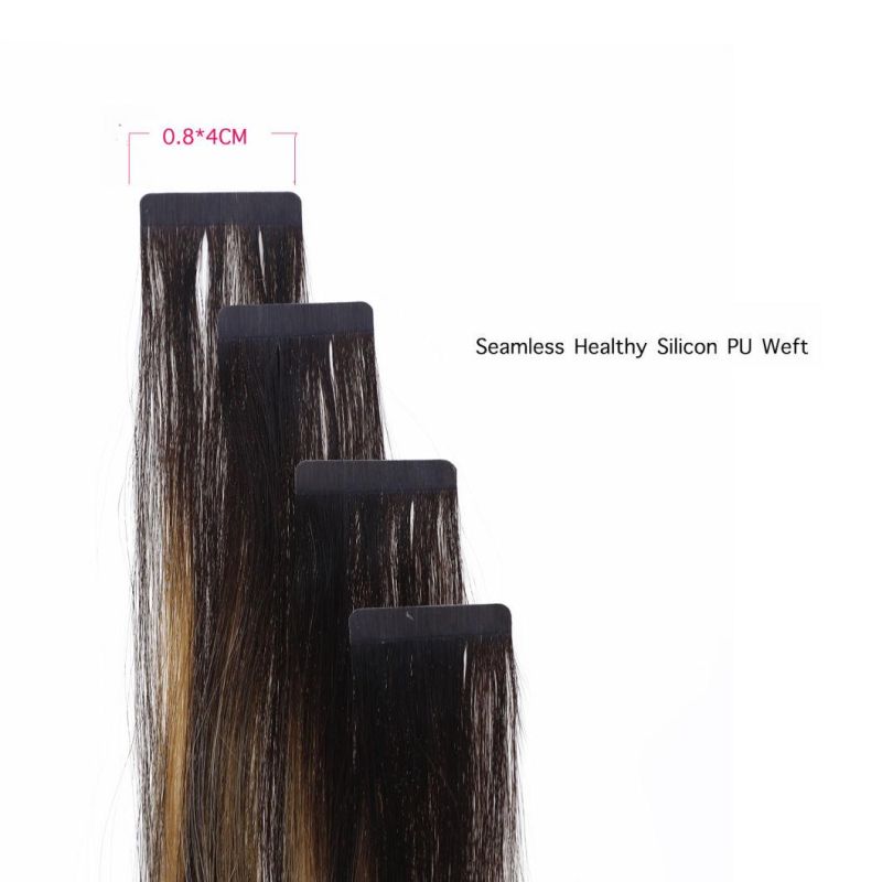 Remy Tape Human Hair Extensions Double Drawn Us Tape Adhesive Straight Invisible Skin Weft Hair Balayage Color
