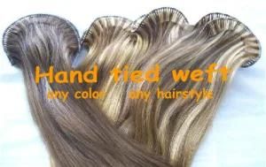 Cheap Hand Tied Weft 100% Remy Human Hair