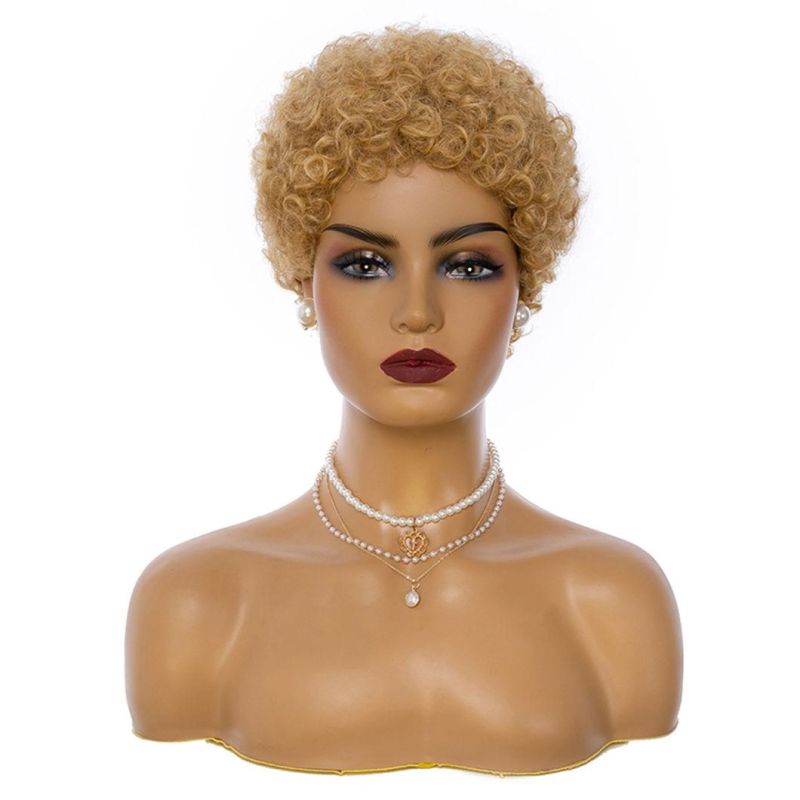 Light and Dark Brown Color Pixie Cut Wigs Short Hair Wig Heat Resistant Fiber Synthetic for Black Women