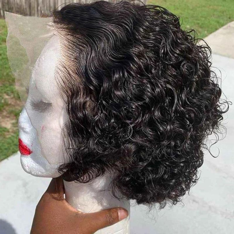 Unprocessed Raw Natural Lace Front Curly Bob Wig