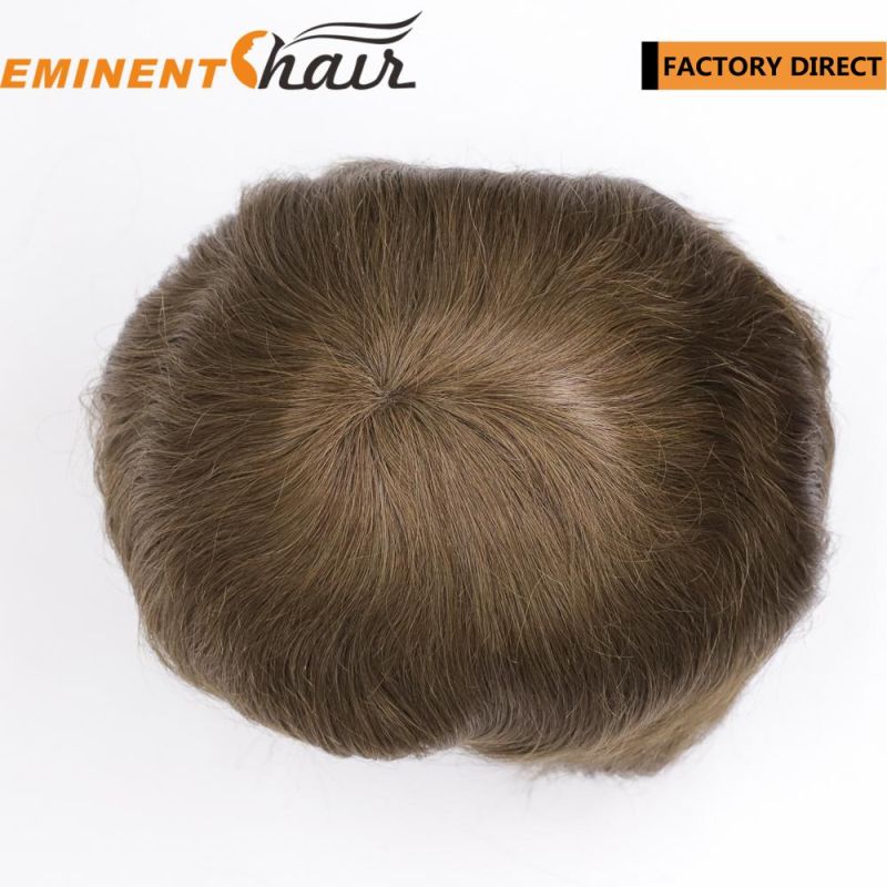 Custom Made Human Hair Mono Men′ S Toupee