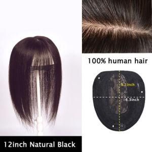 Viviabella 5.1&quot;*4.3&quot; Clip in Human Hair Toppers Seamless Hairpiece for Women, Thick Silk Base Dark Brown Topper for Thicking Hair