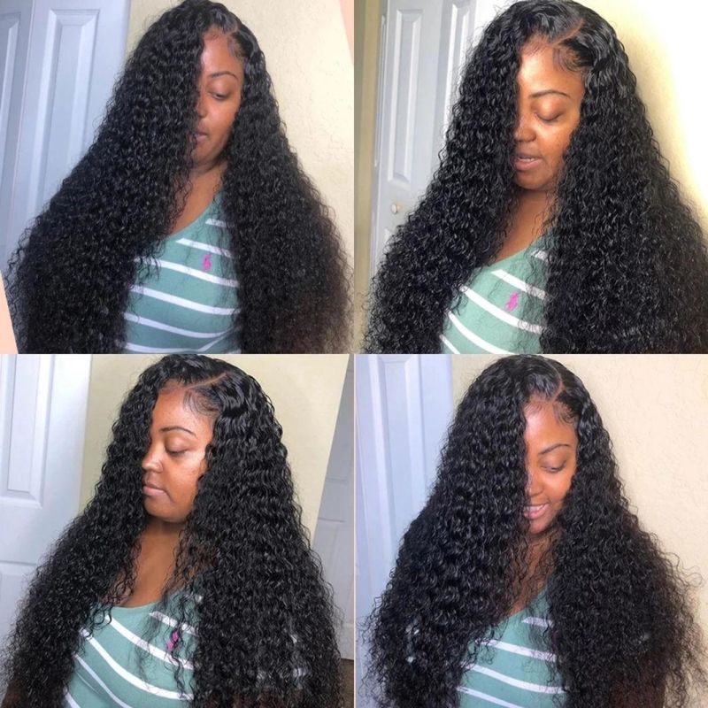 Deep Wave Bundles with Closure Brazilian Curly 100%Human Hair Water Wave Bundles Weave and Lace Frontal Remy 32 Inches