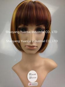 Mixed Color Blond Straght Synthetic Hair Wig for Woman/ Human Hair Feeling