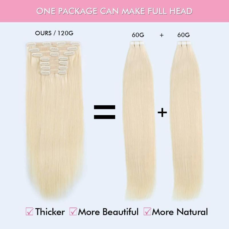 Kbeth Human Hair Extension for White Women 10-26 Inch Straight Real 100% Unprocessed Remy Bouncy #613 Bleach Blonde Clip in Human Hair Extensions