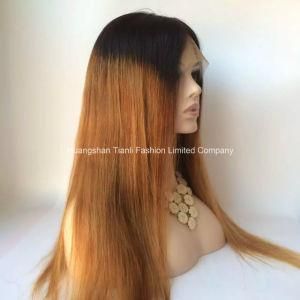 24&quot; Long Ombre Hair Wig 180% Front Lace Wigs 1b/#27