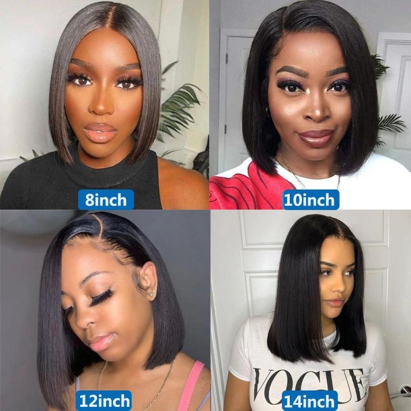 4*4 150% 8 Inch Short Bob Straight Black Women Hair Real Human Natural Hair Wigs Dropshipping Wholesale