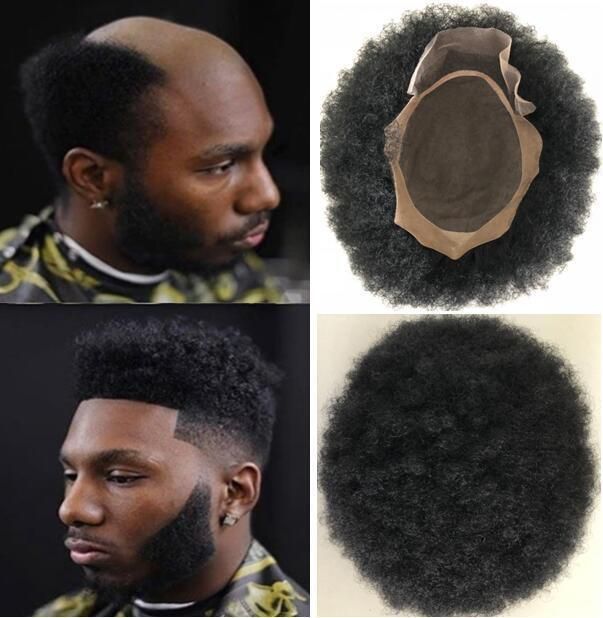 Kbeth 6mm Wave Afro Men Toupee Front Lace Hair Wig for Black People Popular Wave Hair Unit #1b Natural Black Color Hairpiece Man′s Toupees Ready to Ship