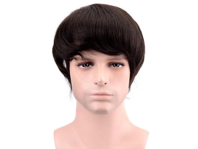 Custom Made Silicon Human Hair Men Toupee