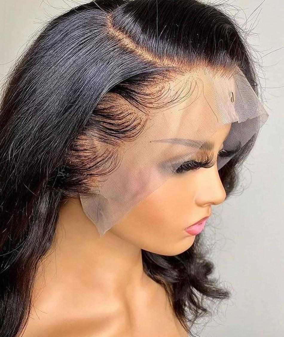 13*4 Body Wave Glueless Swiss Lace Frontal Wigs Raw Indian Human Hair Lace Wigs Virgin Cuticle Aligned Body Wave Lace Front Wig