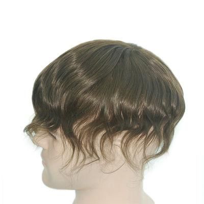 Transparent Poly with French Lace Front Men&prime;s Hairpiece