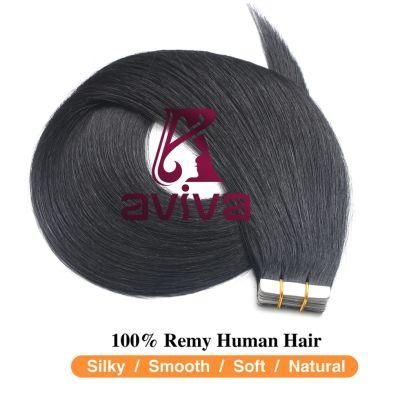 Aviva Hair Extension Tape in Human Hair Extension Virgin Hair Extension 16inch PU Tape Hair Extension 1b#