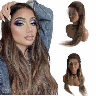 Kbeth Hair #4t4/27 Color Ombre Balayage Medium Brown with Honey Blonde Highlights Straight Wave Lace Front Wigs