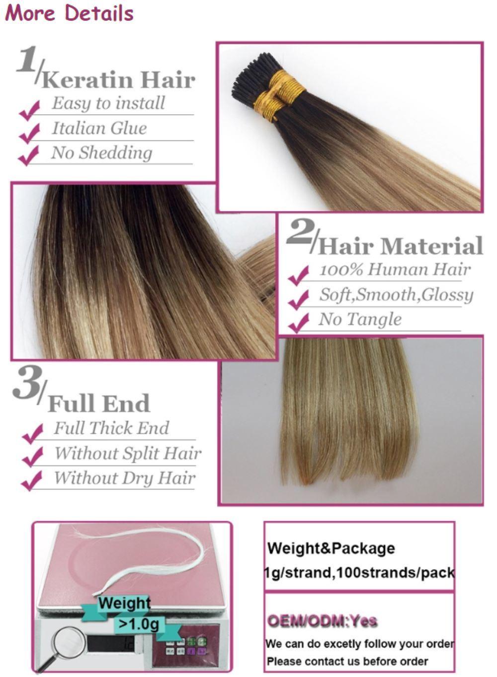 Keratin Nail/Flat/Stick Tip Hair Extensions 100% Real Remy Human Hair