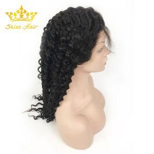 Deep Curly 100% Brazilian Human Hair Lace Front Wig with Free Shedding