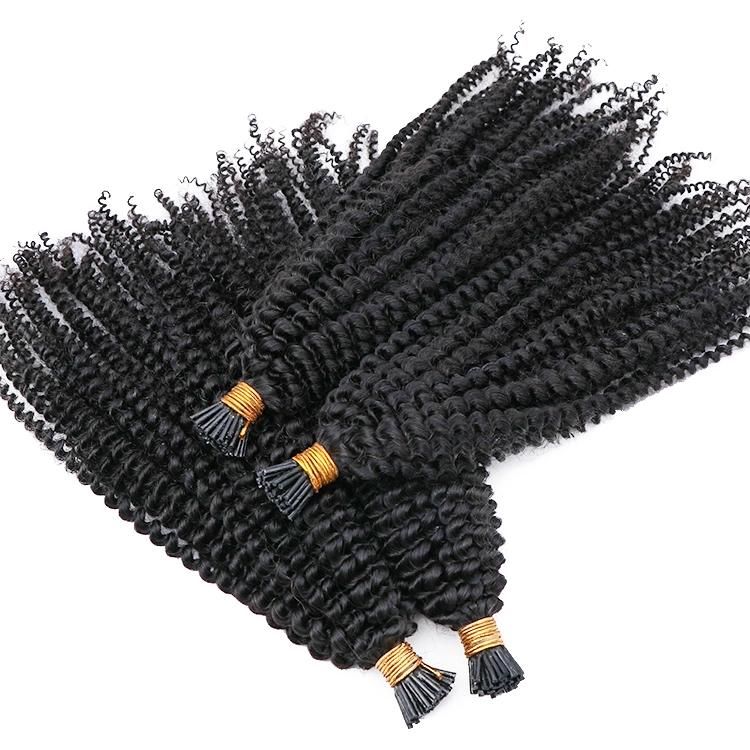 12A 100% Remy Virgin Human Hair Micro Links Afro Curly I Tip Hair Extensions