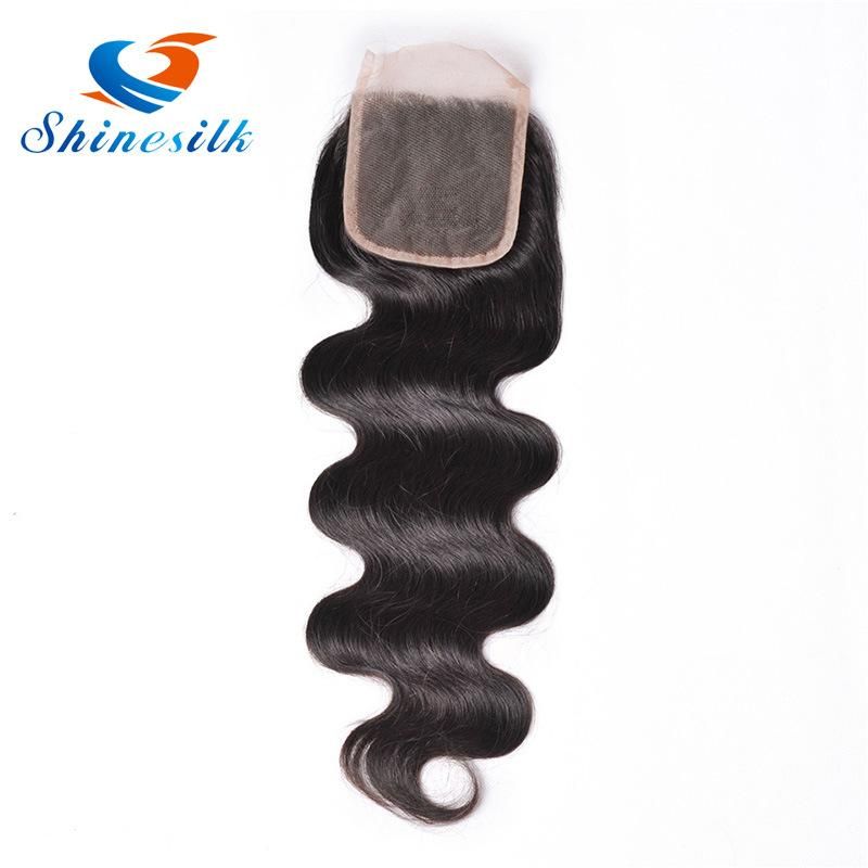 Shine Silk Hair Products Brazilian Body Wave Closure Swiss Lace Middle Part Remy Human Hair Lace Closure 130% Density 1 Piece 10"-20"