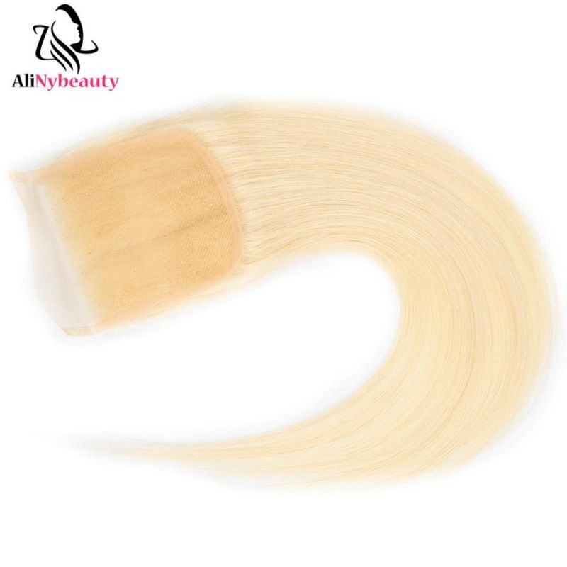 100% Brazilian Human Hair Straight Blonde 4X4 Lace 613 Hair Closure