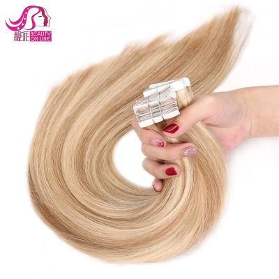 Wholesale Brazilian Remy Tape Hair Extensions Blonde Hair Straight Skin Weft Invisible Double Drawn Tape Hair Extension