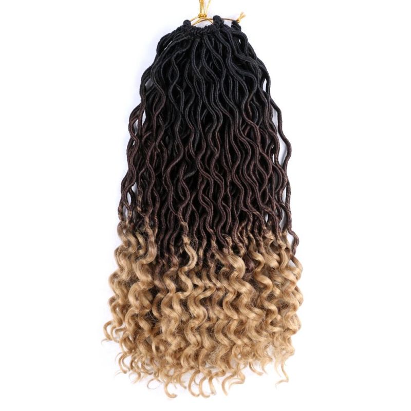 Long 18" Wholesale Curly Goddess Faux Locs Ends Crochet Braids Synthetic Hair Extensions