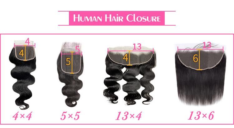 Hand Tied Human Hair Piece Frontal Closure for Front Lace Wig with Hair Extensions