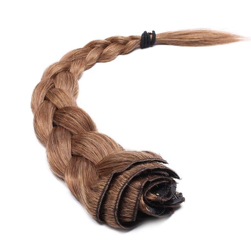 Kbeth Human Hair Extension Clip in for Black Women Gift 10-26 Inch #6 Light Brown Virgin Straight Double Weft Clip in 100% Remy Braided Human Hair Extensions