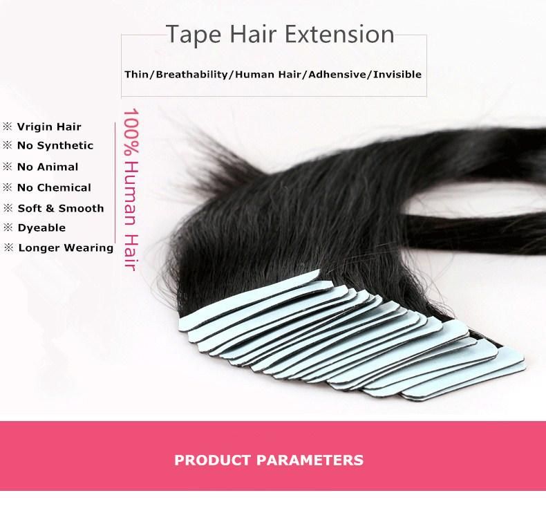 Double Drawn Tape Hair Extension Hair Remy Straight Bundles Weave on Adhesives Brazilian Hair 20PCS