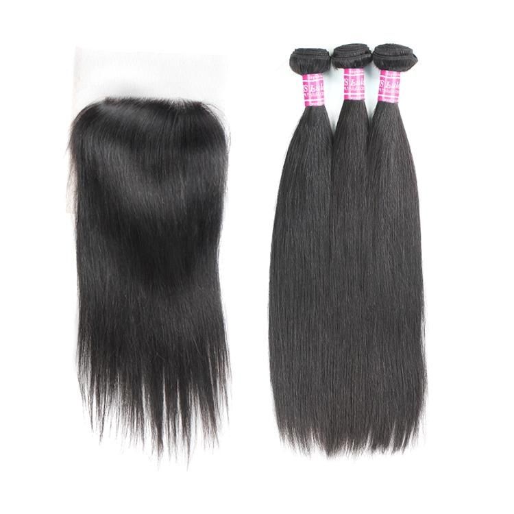 100% Virgin 3 Bundles of 30 Inch Brazilian Human Straight Hair with 4*13 Closure